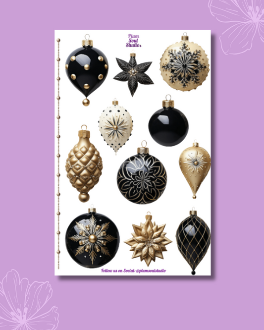 Ornaments Black and Cream Sticker Sheet