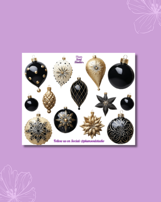 Ornaments Black and Cream Mini Sticker Sheet