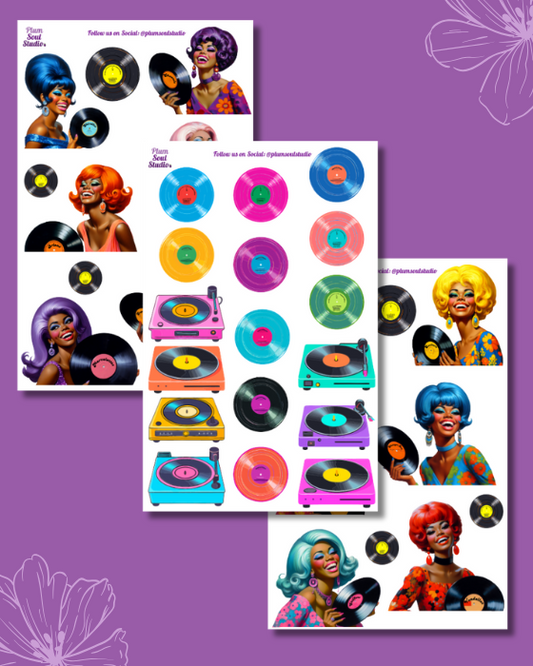 Retro Records and Dolls Sticker Kit