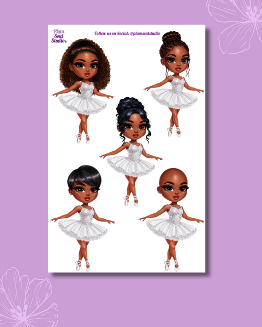 Chibi Ballerina Sticker Sheet