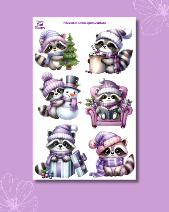 Christmas Racoons Sticker Sheet