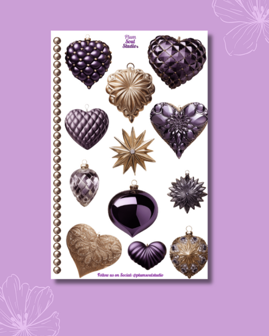 Ornaments Purple and Cream Sticker Sheet