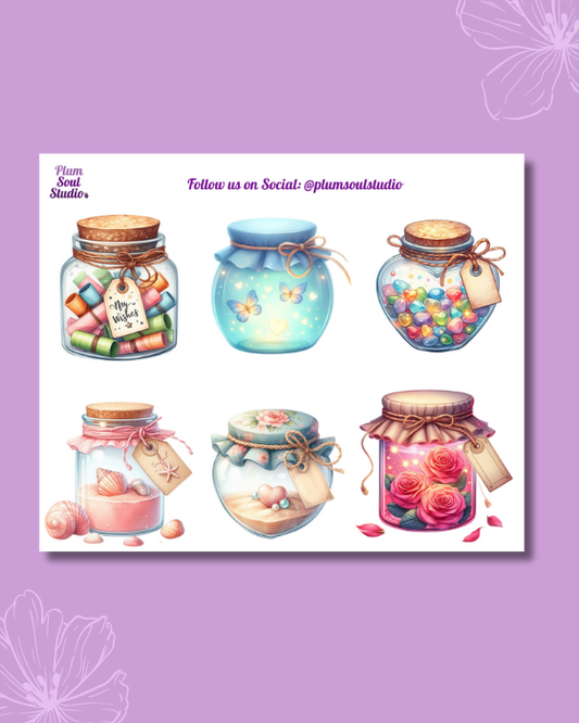 Assorted Whimsical Jars Mini Sticker Sheet