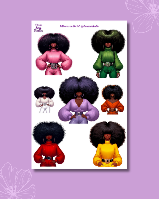 Disco Afro Jewels Sticker Sheet