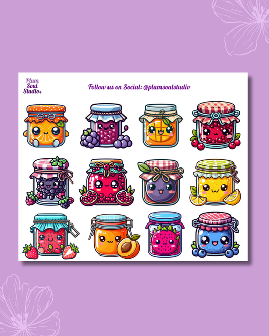 Kawaii Jam Jars Mini Sticker Sheet