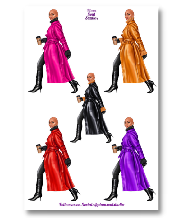 Nina Leather Trench Coat Sticker Sheet