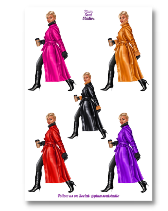 Nina Leather Trench Coat Sticker Sheet